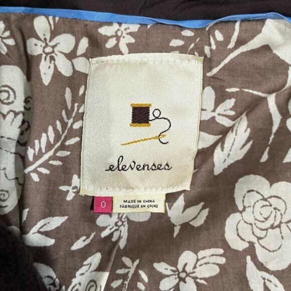 NEW ANTHRO x Elevenses Wool Tailored Ruffle Standing Double Collar Jacket 0 NWOT - Picture 11 of 16